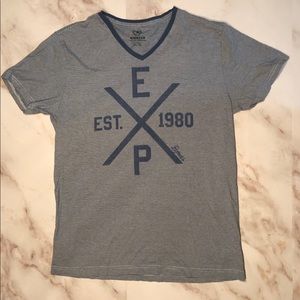 Express Men’s XL Blue/White Striped V-Neck T-Shirt